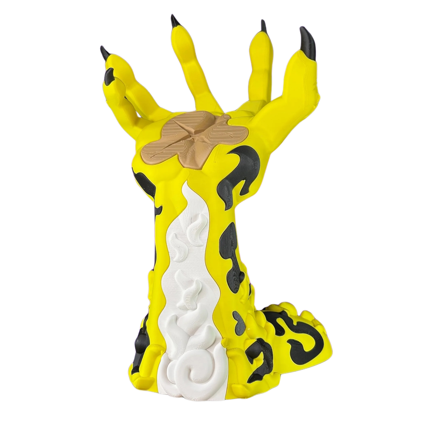 Base decorativa de Rob Lucci de One Piece, con la mano amarilla con manchas negras y garras afiladas, sin controlador.