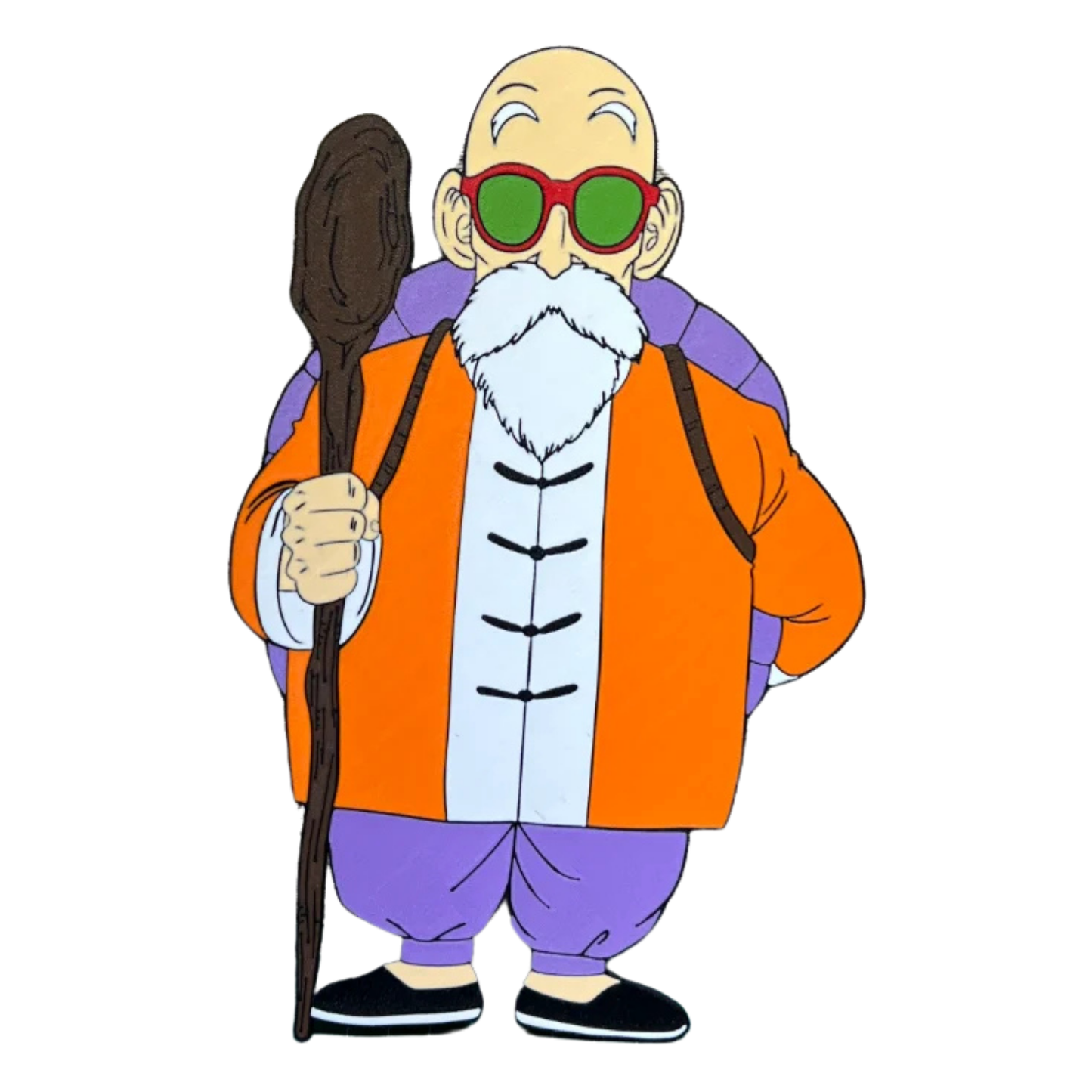 Figura decorativa del Maestro Roshi de Dragon Ball, con su tortuga en la espalda y pose característica, excelente como regalo para coleccionistas.