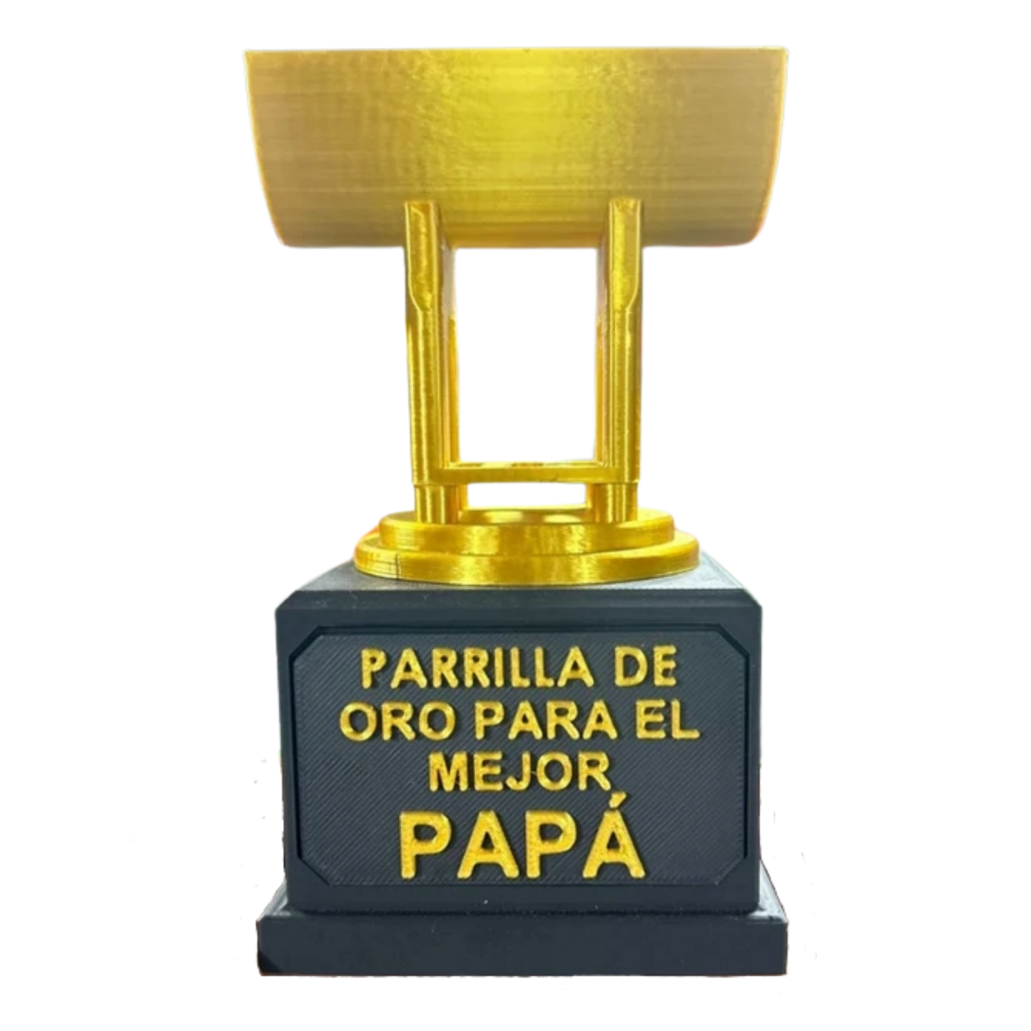 Trofeo "Parrilla de Oro" para el mejor papá, ideal como regalo del Día del Padre para amantes de los asados.