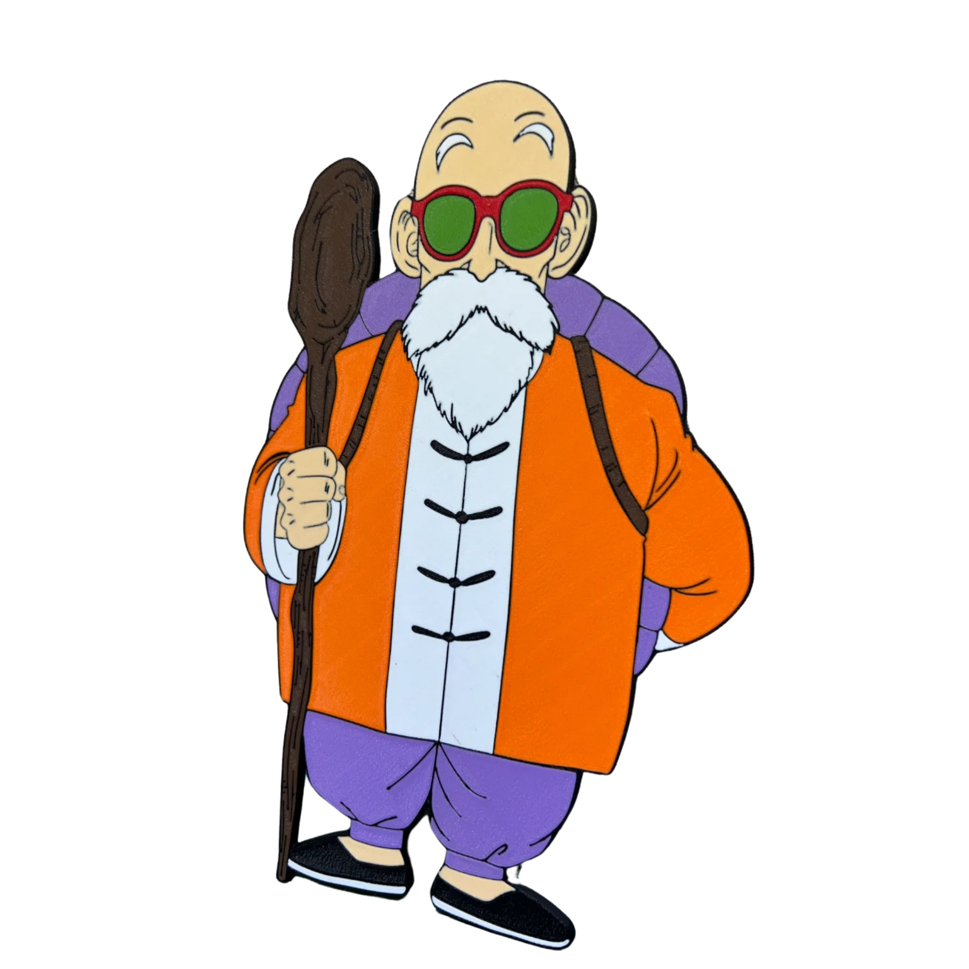 Adorno del Maestro Roshi de Dragon Ball Z, mostrando detalles de su vestimenta y barba, perfecto como obsequio para amantes del anime.