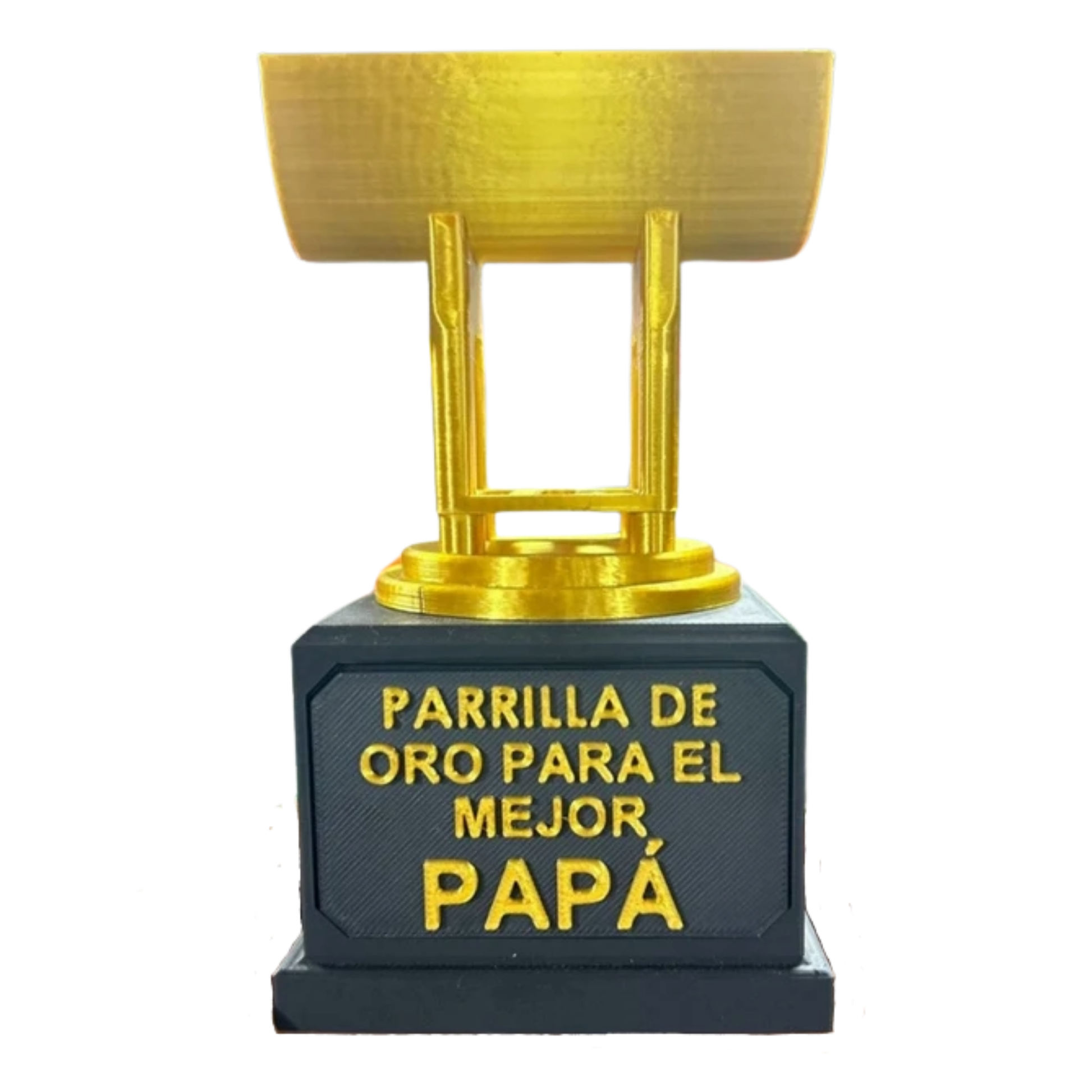 Trofeo "Parrilla de Oro" para el mejor papá, ideal como regalo del Día del Padre para amantes de los asados.